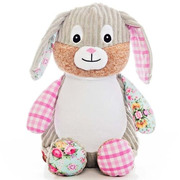Sensory Bunny‎ Rabbit Clovis Plush - Pink Patterned Stuffed Animal - Plushie - Picture 1 of 1